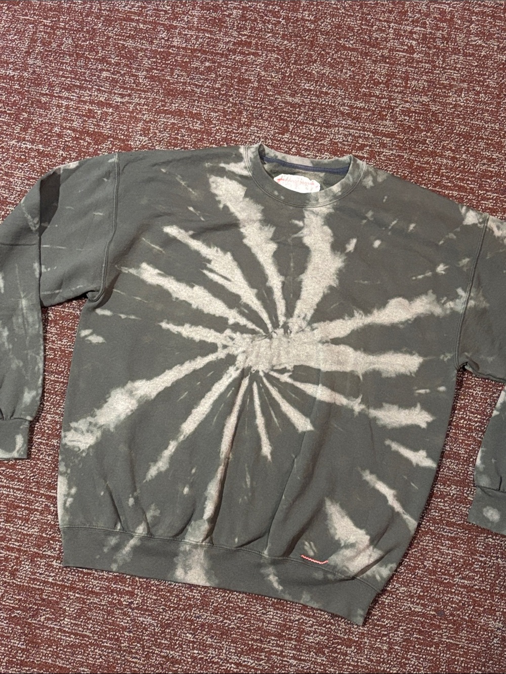 KB tie dye crewneck sweatshirt contrast stitching casual relaxed boho hippie XL